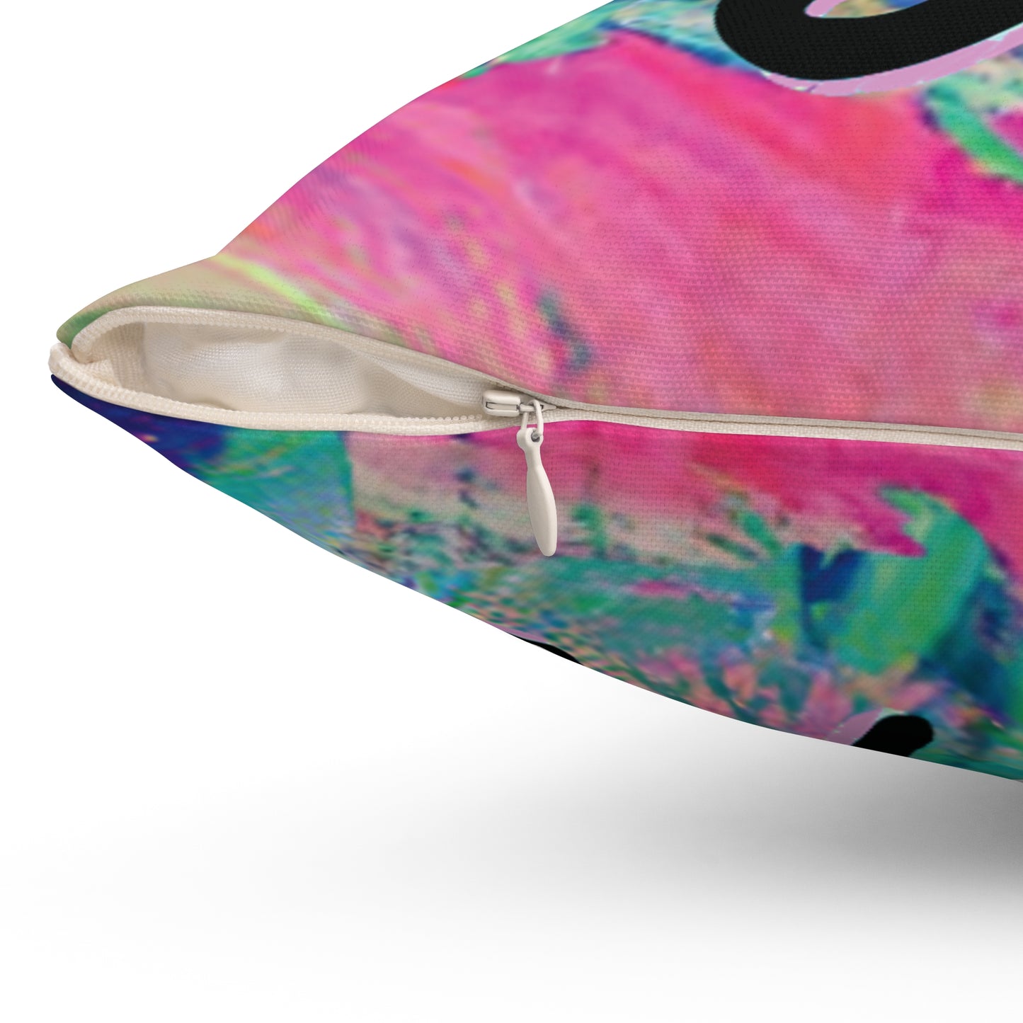 Colorful Tie-Dye Music Symbol Pillow — Bold Note & Forte Accent Throw Pillow