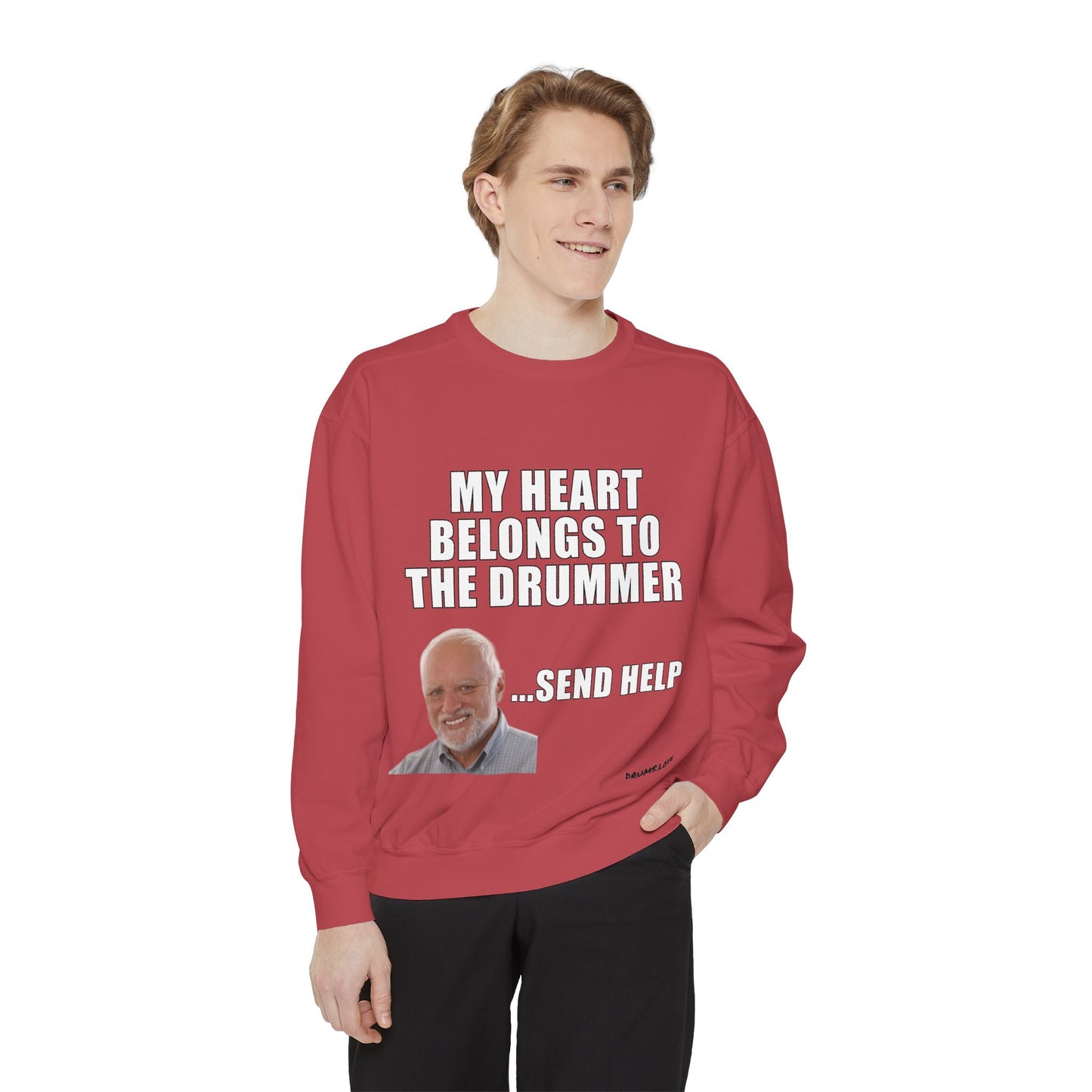 Drummer Heart Sweatshirt — "My Heart Belongs to the Drummer" Funny Band Fan Crewneck
