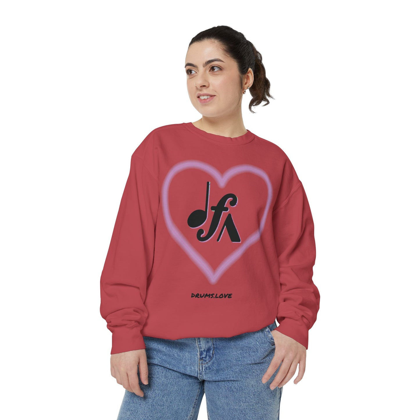 Drummer Heart Sweatshirt — "My Heart Belongs to the Drummer" Funny Band Fan Crewneck