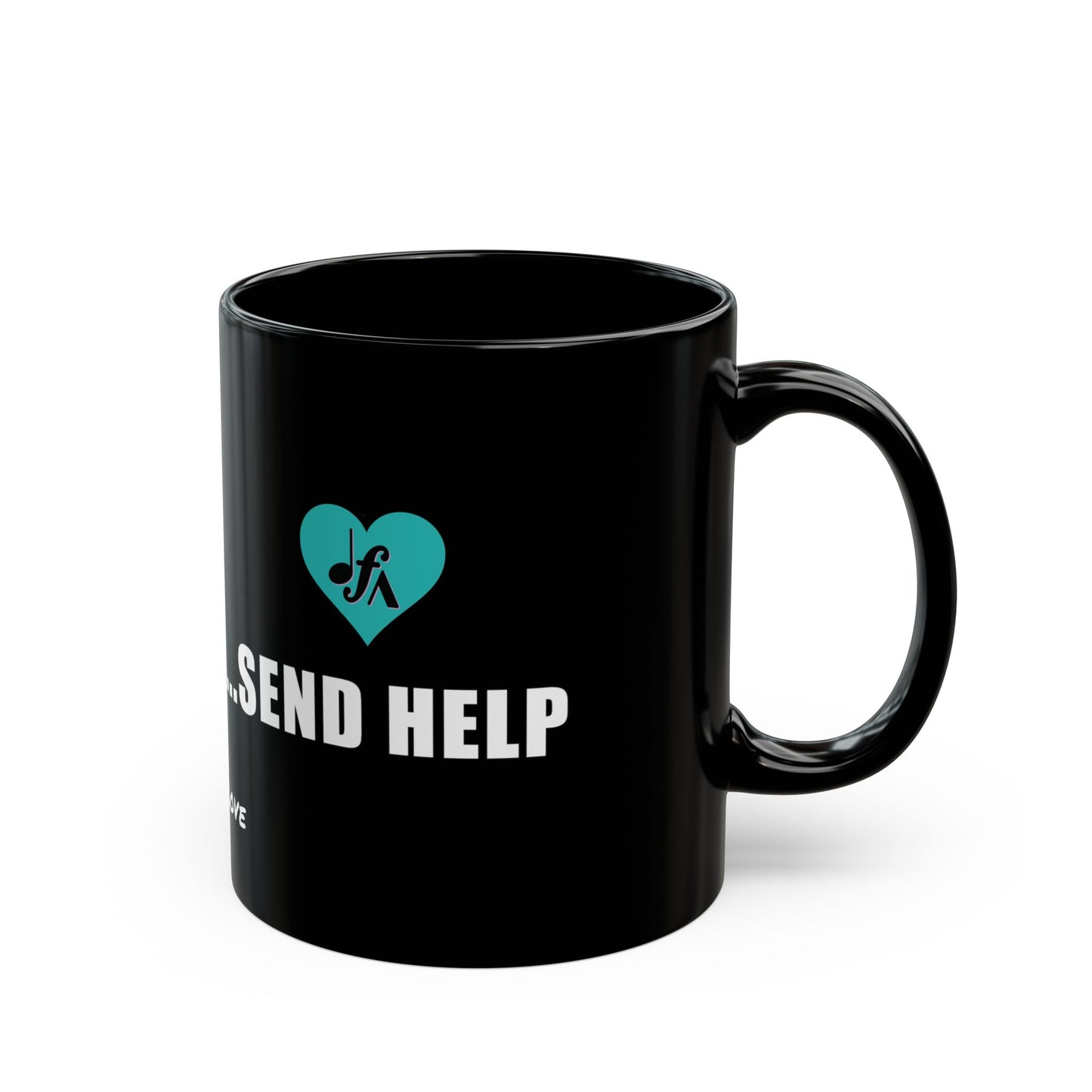 Black Ceramic Mug — “My Heart Belongs to Drummer…Send Help” Drummer Gift (11oz & 15oz)