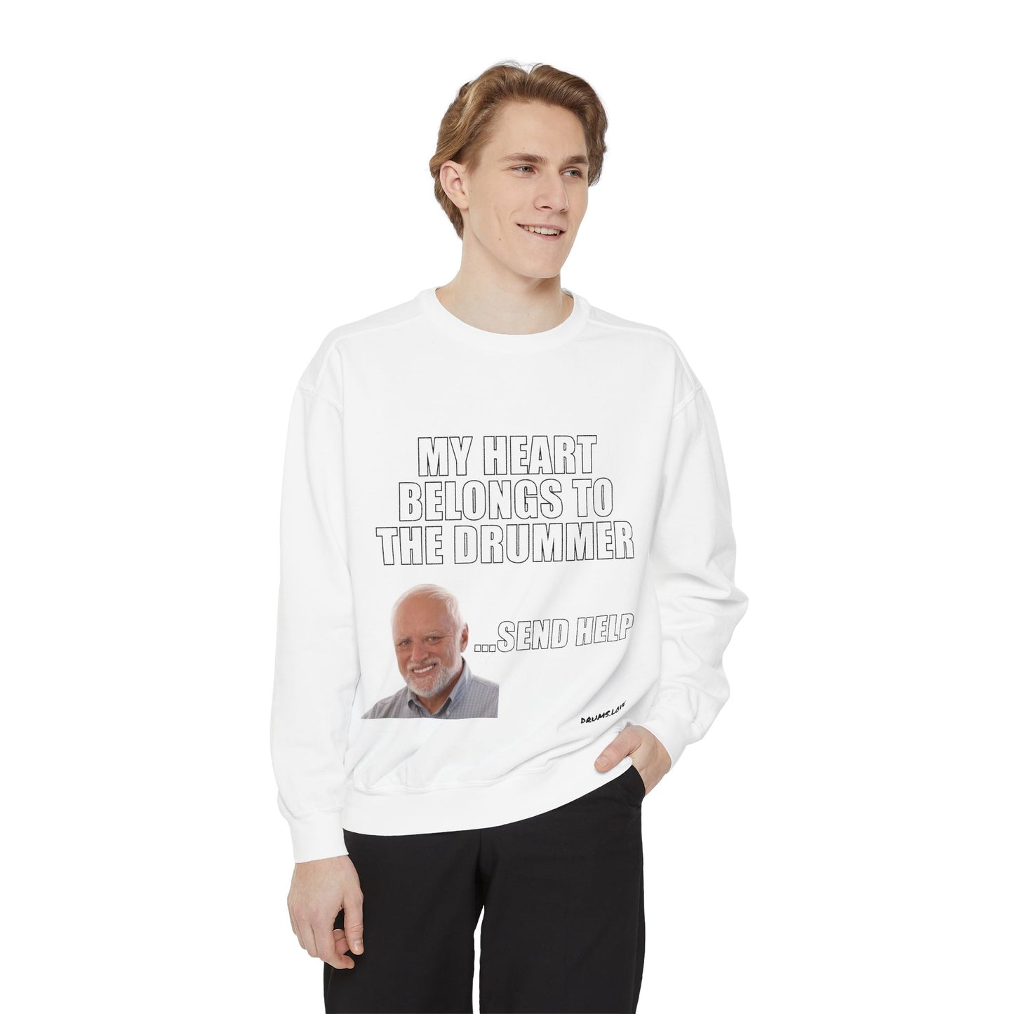 Drummer Heart Sweatshirt — "My Heart Belongs to the Drummer" Funny Band Fan Crewneck