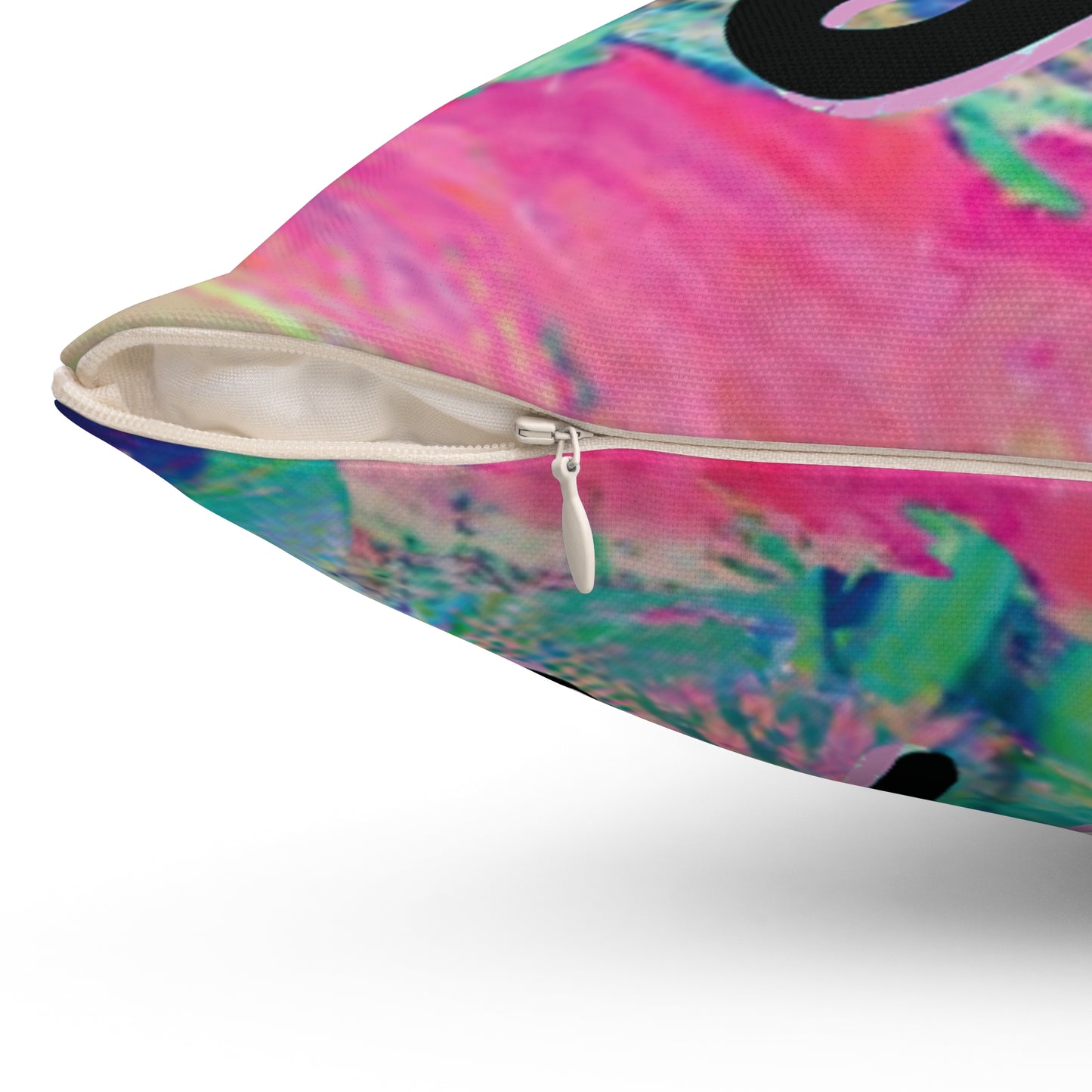 Colorful Tie-Dye Music Symbol Pillow — Bold Note & Forte Accent Throw Pillow