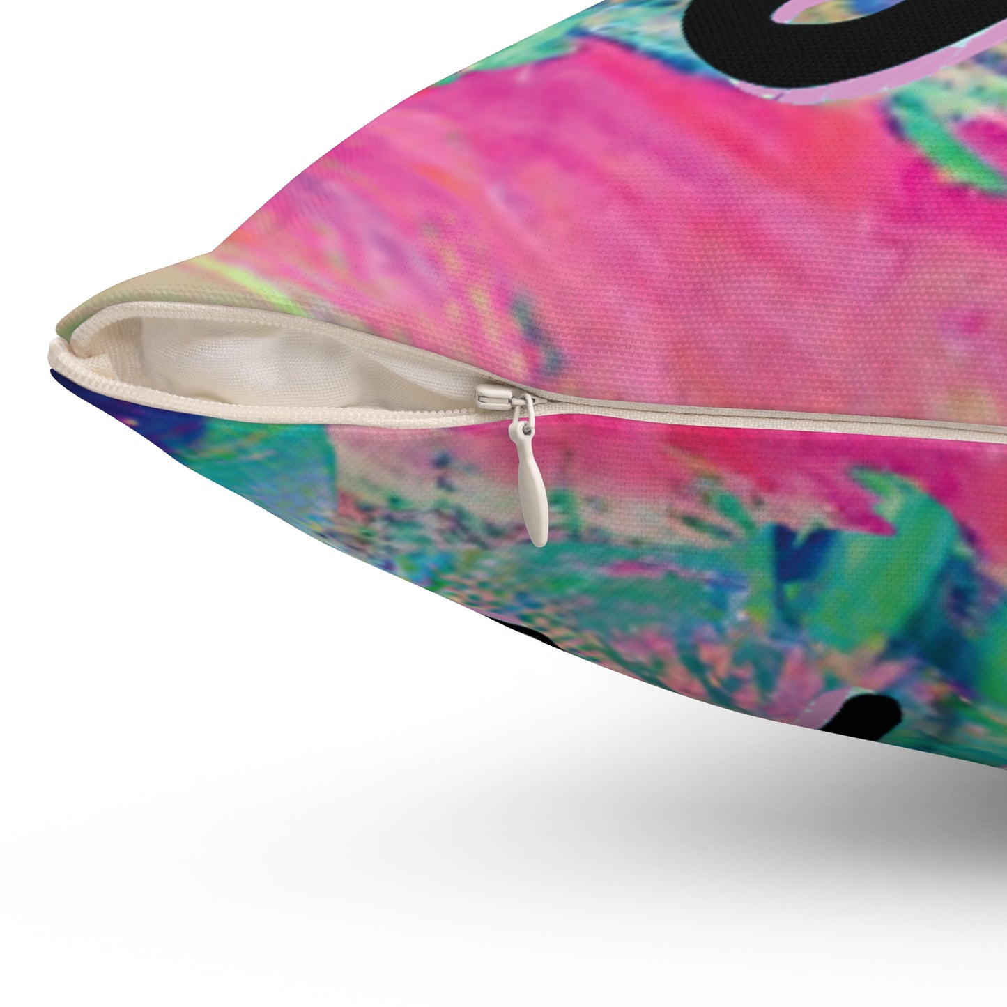 Colorful Tie-Dye Music Symbol Pillow — Bold Note & Forte Accent Throw Pillow